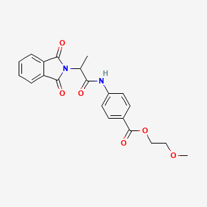 molecular formula C21H20N2O6 B11681355 2-methoxyethyl 4-{[2-(1,3-dioxo-1,3-dihydro-2H-isoindol-2-yl)propanoyl]amino}benzoate 