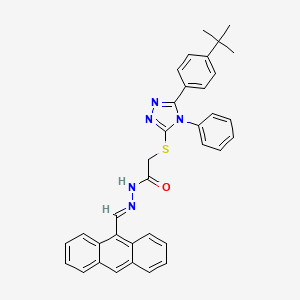 molecular formula C35H31N5OS B11681372 N'-[(E)-anthracen-9-ylmethylidene]-2-{[5-(4-tert-butylphenyl)-4-phenyl-4H-1,2,4-triazol-3-yl]sulfanyl}acetohydrazide 