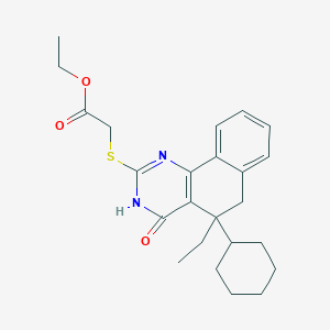 Ethyl [(5-cyclohexyl-5-ethyl-4-oxo-3,4,5,6-tetrahydrobenzo[h]quinazolin-2-yl)sulfanyl]acetate