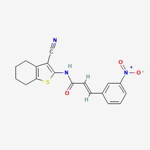 molecular formula C18H15N3O3S B11681401 (2E)-N-(3-cyano-4,5,6,7-tetrahydro-1-benzothiophen-2-yl)-3-(3-nitrophenyl)prop-2-enamide 