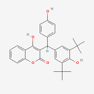 molecular formula C30H32O5 B11681402 3-[(3,5-di-tert-butyl-4-hydroxyphenyl)(4-hydroxyphenyl)methyl]-4-hydroxy-2H-chromen-2-one 