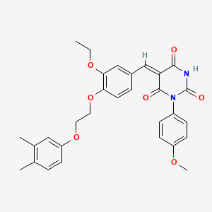 (5Z)-5-{4-[2-(3,4-dimethylphenoxy)ethoxy]-3-ethoxybenzylidene}-1-(4-methoxyphenyl)pyrimidine-2,4,6(1H,3H,5H)-trione