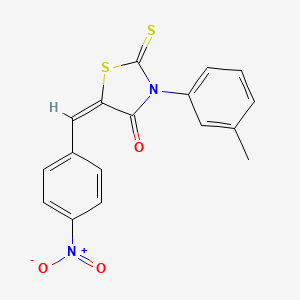 molecular formula C17H12N2O3S2 B11681421 (5E)-3-(3-methylphenyl)-5-[(4-nitrophenyl)methylidene]-2-sulfanylidene-1,3-thiazolidin-4-one 