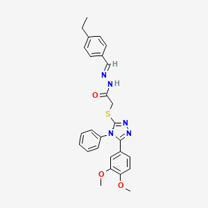 2-{[5-(3,4-Dimethoxyphenyl)-4-phenyl-4H-1,2,4-triazol-3-YL]sulfanyl}-N'-[(E)-(4-ethylphenyl)methylidene]acetohydrazide