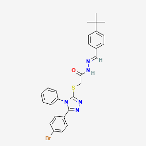 2-{[5-(4-bromophenyl)-4-phenyl-4H-1,2,4-triazol-3-yl]sulfanyl}-N'-[(E)-(4-tert-butylphenyl)methylidene]acetohydrazide