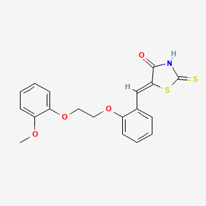 molecular formula C19H17NO4S2 B11681466 (5Z)-5-{2-[2-(2-methoxyphenoxy)ethoxy]benzylidene}-2-thioxo-1,3-thiazolidin-4-one 