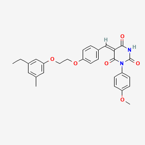 molecular formula C29H28N2O6 B11681477 (5Z)-5-{4-[2-(3-ethyl-5-methylphenoxy)ethoxy]benzylidene}-1-(4-methoxyphenyl)pyrimidine-2,4,6(1H,3H,5H)-trione 