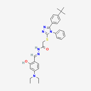 molecular formula C31H36N6O2S B11681488 2-{[5-(4-tert-butylphenyl)-4-phenyl-4H-1,2,4-triazol-3-yl]sulfanyl}-N'-{(E)-[4-(diethylamino)-2-hydroxyphenyl]methylidene}acetohydrazide 