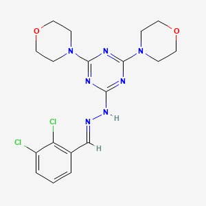 molecular formula C18H21Cl2N7O2 B11681502 2-[(2E)-2-(2,3-dichlorobenzylidene)hydrazinyl]-4,6-di(morpholin-4-yl)-1,3,5-triazine 