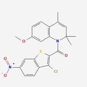 molecular formula C22H19ClN2O4S B11681531 (3-chloro-6-nitro-1-benzothiophen-2-yl)(7-methoxy-2,2,4-trimethylquinolin-1(2H)-yl)methanone 