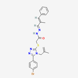 2-[[5-(4-bromophenyl)-4-(2-methylprop-2-enyl)-1,2,4-triazol-3-yl]sulfanyl]-N-[(E)-[(E)-2-methyl-3-phenylprop-2-enylidene]amino]acetamide