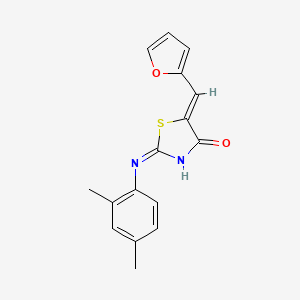 molecular formula C16H14N2O2S B11681553 (2E,5Z)-2-[(2,4-dimethylphenyl)imino]-5-(furan-2-ylmethylidene)-1,3-thiazolidin-4-one 