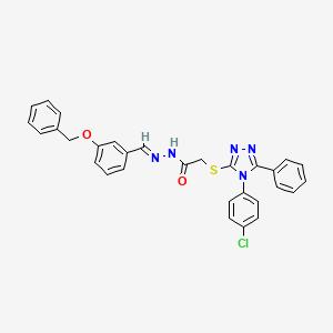 molecular formula C30H24ClN5O2S B11681554 N'-[(E)-[3-(Benzyloxy)phenyl]methylidene]-2-{[4-(4-chlorophenyl)-5-phenyl-4H-1,2,4-triazol-3-YL]sulfanyl}acetohydrazide 