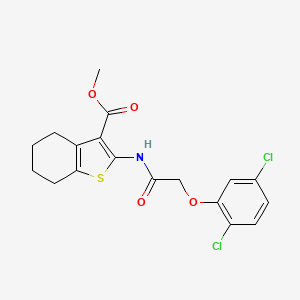 molecular formula C18H17Cl2NO4S B11681559 Methyl 2-{[(2,5-dichlorophenoxy)acetyl]amino}-4,5,6,7-tetrahydro-1-benzothiophene-3-carboxylate 