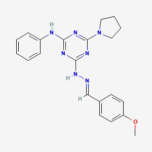 4-Methoxybenzaldehyde (4-anilino-6-pyrrolidin-1-yl-1,3,5-triazin-2-yl)hydrazone