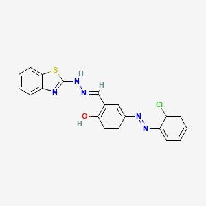 molecular formula C20H14ClN5OS B11681594 2-{(E)-[2-(1,3-benzothiazol-2-yl)hydrazinylidene]methyl}-4-[(E)-(2-chlorophenyl)diazenyl]phenol 