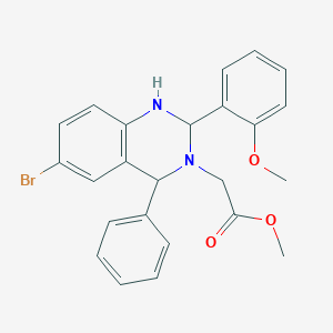 molecular formula C24H23BrN2O3 B11681607 methyl [6-bromo-2-(2-methoxyphenyl)-4-phenyl-1,4-dihydroquinazolin-3(2H)-yl]acetate 