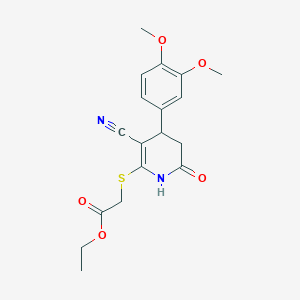 Ethyl {[3-cyano-4-(3,4-dimethoxyphenyl)-6-oxo-1,4,5,6-tetrahydropyridin-2-yl]sulfanyl}acetate