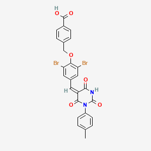 molecular formula C26H18Br2N2O6 B11681687 4-[(2,6-dibromo-4-{(E)-[1-(4-methylphenyl)-2,4,6-trioxotetrahydropyrimidin-5(2H)-ylidene]methyl}phenoxy)methyl]benzoic acid 