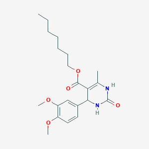 molecular formula C21H30N2O5 B11681718 Heptyl 4-(3,4-dimethoxyphenyl)-6-methyl-2-oxo-1,2,3,4-tetrahydropyrimidine-5-carboxylate 