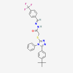 molecular formula C28H26F3N5OS B11681720 2-{[5-(4-tert-butylphenyl)-4-phenyl-4H-1,2,4-triazol-3-yl]sulfanyl}-N'-{(E)-[4-(trifluoromethyl)phenyl]methylidene}acetohydrazide CAS No. 303105-58-0