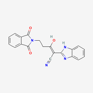 molecular formula C20H14N4O3 B11681727 2-(1,3-dihydro-2H-benzimidazol-2-ylidene)-5-(1,3-dioxo-1,3-dihydro-2H-isoindol-2-yl)-3-oxopentanenitrile 