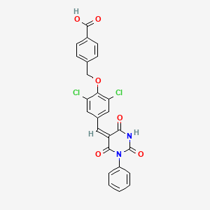 4-({2,6-dichloro-4-[(E)-(2,4,6-trioxo-1-phenyltetrahydropyrimidin-5(2H)-ylidene)methyl]phenoxy}methyl)benzoic acid