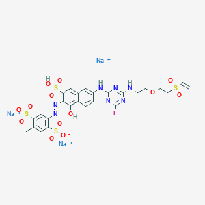 molecular formula C6H7NO5 B1168179 1,4-Benzenedisulfonic acid, 2-[2-[6-[[4-[[2-[2-(ethenylsulfonyl)ethoxy]ethyl]amino]-6-fluoro-1,3,5-triazin-2-yl]amino]-1-hydroxy-3-sulfo-2-naphthalenyl]diazenyl]-5-methyl-, sodium salt (1:3) CAS No. 114565-67-2