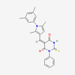 (5E)-5-{[1-(3,5-dimethylphenyl)-2,5-dimethyl-1H-pyrrol-3-yl]methylidene}-1-phenyl-2-thioxodihydropyrimidine-4,6(1H,5H)-dione