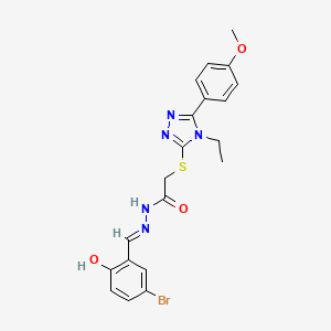 molecular formula C20H20BrN5O3S B11681813 N'-[(E)-(5-bromo-2-hydroxyphenyl)methylidene]-2-{[4-ethyl-5-(4-methoxyphenyl)-4H-1,2,4-triazol-3-yl]sulfanyl}acetohydrazide 