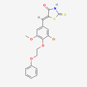 molecular formula C19H16BrNO4S2 B11681861 (5Z)-5-[3-bromo-5-methoxy-4-(2-phenoxyethoxy)benzylidene]-2-thioxo-1,3-thiazolidin-4-one 