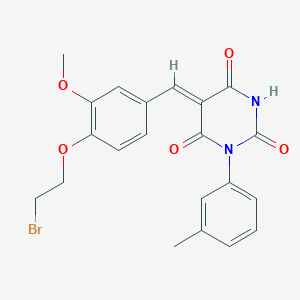 molecular formula C21H19BrN2O5 B11681862 (5Z)-5-[4-(2-bromoethoxy)-3-methoxybenzylidene]-1-(3-methylphenyl)pyrimidine-2,4,6(1H,3H,5H)-trione 