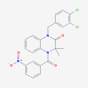 1-(3,4-dichlorobenzyl)-3,3-dimethyl-4-[(3-nitrophenyl)carbonyl]-3,4-dihydroquinoxalin-2(1H)-one