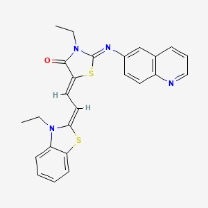 molecular formula C25H22N4OS2 B11681920 (2Z,5Z)-3-ethyl-5-[(2E)-2-(3-ethyl-1,3-benzothiazol-2(3H)-ylidene)ethylidene]-2-(quinolin-6-ylimino)-1,3-thiazolidin-4-one 