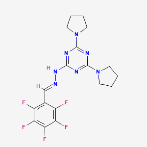 molecular formula C18H18F5N7 B11681946 2-[(2E)-2-(pentafluorobenzylidene)hydrazinyl]-4,6-di(pyrrolidin-1-yl)-1,3,5-triazine 