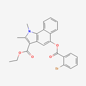 molecular formula C24H20BrNO4 B11681960 ethyl 5-{[(2-bromophenyl)carbonyl]oxy}-1,2-dimethyl-1H-benzo[g]indole-3-carboxylate 