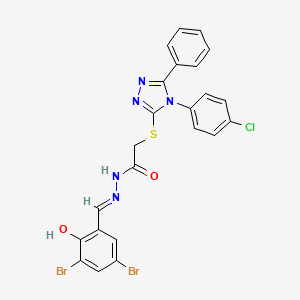 2-{[4-(4-Chlorophenyl)-5-phenyl-4H-1,2,4-triazol-3-YL]sulfanyl}-N'-[(E)-(3,5-dibromo-2-hydroxyphenyl)methylidene]acetohydrazide