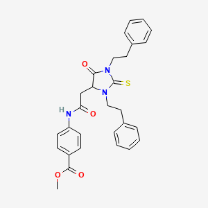 Methyl 4-({[5-oxo-1,3-bis(2-phenylethyl)-2-thioxoimidazolidin-4-yl]acetyl}amino)benzoate