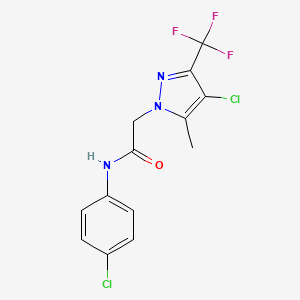 molecular formula C13H10Cl2F3N3O B11681980 2-[4-chloro-5-methyl-3-(trifluoromethyl)-1H-pyrazol-1-yl]-N-(4-chlorophenyl)acetamide 