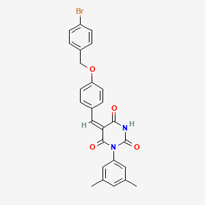 (5E)-5-{4-[(4-bromobenzyl)oxy]benzylidene}-1-(3,5-dimethylphenyl)pyrimidine-2,4,6(1H,3H,5H)-trione