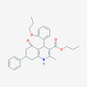 Propyl 2-methyl-5-oxo-7-phenyl-4-(2-propoxyphenyl)-4,6,7,8-tetrahydro-1H-quinoline-3-carboxylate