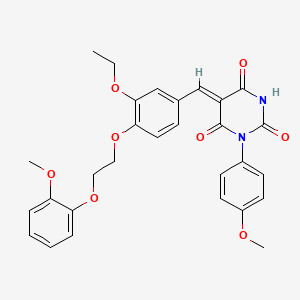 (5Z)-5-{3-ethoxy-4-[2-(2-methoxyphenoxy)ethoxy]benzylidene}-1-(4-methoxyphenyl)pyrimidine-2,4,6(1H,3H,5H)-trione