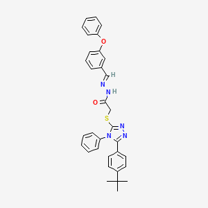 2-{[5-(4-tert-butylphenyl)-4-phenyl-4H-1,2,4-triazol-3-yl]sulfanyl}-N'-[(E)-(3-phenoxyphenyl)methylidene]acetohydrazide