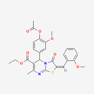 ethyl (2E)-5-[4-(acetyloxy)-3-methoxyphenyl]-2-(2-methoxybenzylidene)-7-methyl-3-oxo-2,3-dihydro-5H-[1,3]thiazolo[3,2-a]pyrimidine-6-carboxylate