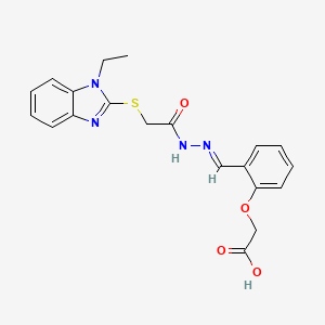 molecular formula C20H20N4O4S B11682015 {2-[(E)-({[(1-ethyl-1H-benzimidazol-2-yl)thio]acetyl}hydrazono)methyl]phenoxy}acetic acid 