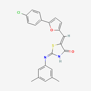 molecular formula C22H17ClN2O2S B11682048 (5Z)-5-{[5-(4-chlorophenyl)furan-2-yl]methylidene}-2-[(3,5-dimethylphenyl)amino]-1,3-thiazol-4(5H)-one 