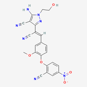 molecular formula C23H17N7O5 B11682052 5-amino-3-{(Z)-1-cyano-2-[4-(2-cyano-4-nitrophenoxy)-3-methoxyphenyl]ethenyl}-1-(2-hydroxyethyl)-1H-pyrazole-4-carbonitrile 