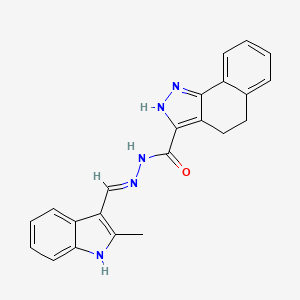 molecular formula C22H19N5O B11682054 N'-[(E)-(2-methyl-1H-indol-3-yl)methylidene]-4,5-dihydro-1H-benzo[g]indazole-3-carbohydrazide 