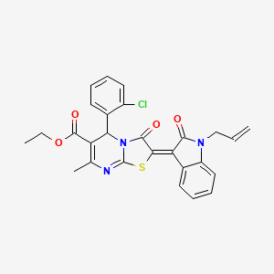 ethyl (2E)-5-(2-chlorophenyl)-7-methyl-3-oxo-2-(2-oxo-1-prop-2-enylindol-3-ylidene)-5H-[1,3]thiazolo[3,2-a]pyrimidine-6-carboxylate