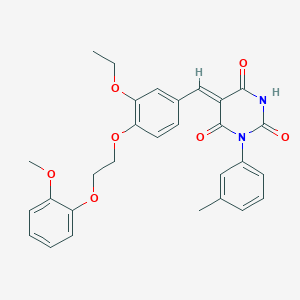 (5Z)-5-{3-ethoxy-4-[2-(2-methoxyphenoxy)ethoxy]benzylidene}-1-(3-methylphenyl)pyrimidine-2,4,6(1H,3H,5H)-trione